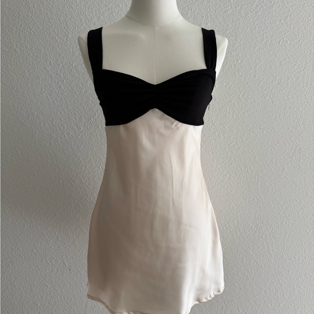 Edikted Black and Cream Mini Dress